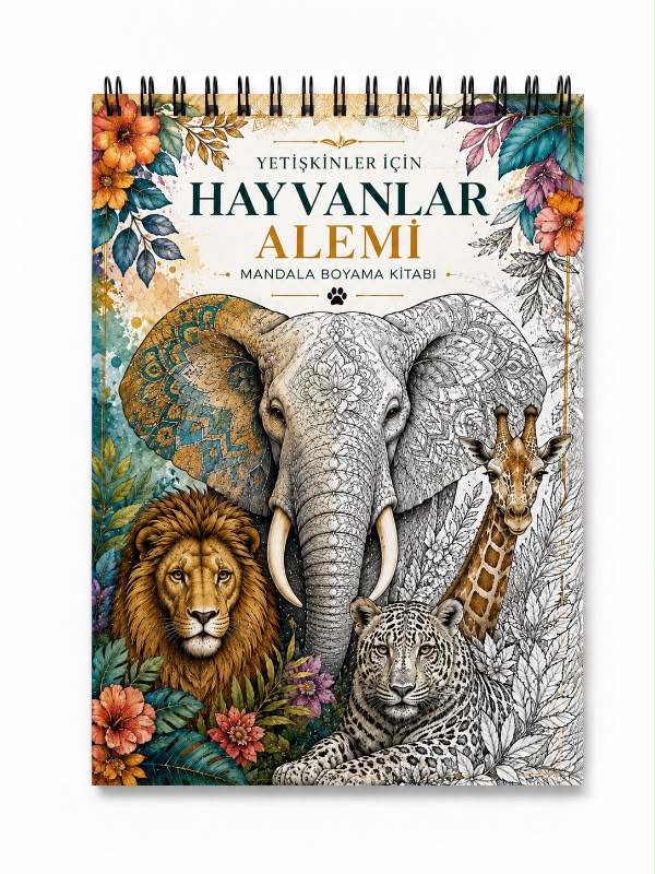 Mandala Boyama Kitabı - Yetişkinler İçin Rahatlatıcı Boyama Sayfaları - Hayvanlar Alemi